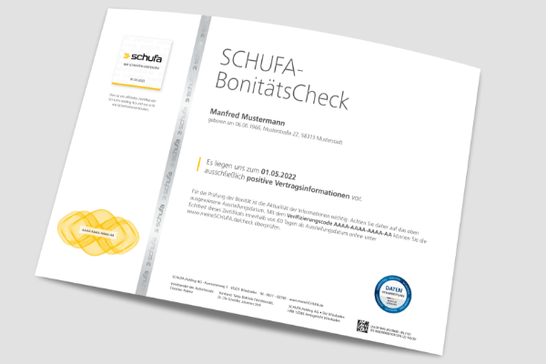 Schufa Bonitätsauskunft Zertifikat 